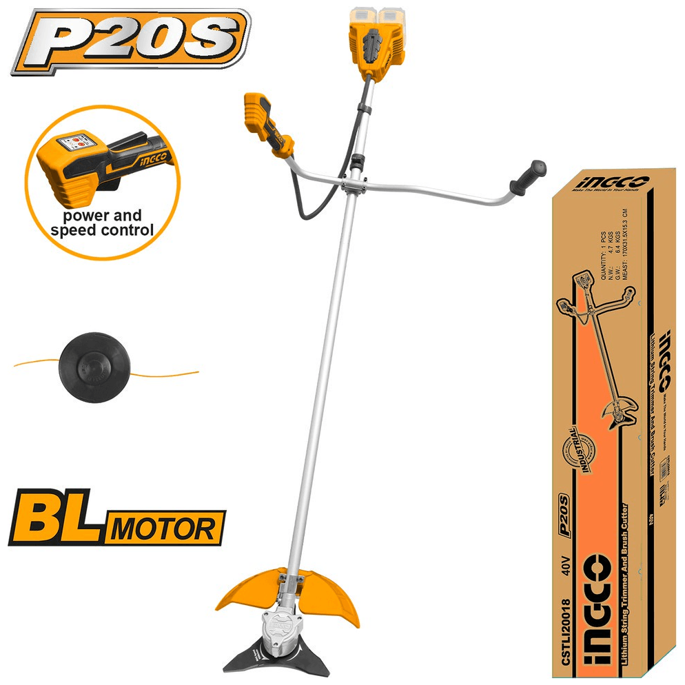 Ingco CSTLI20018 20V/40V Cordless Grass Trimmer / String Trimmer BL Motor (Bare) - KHM Megatools Corp. Ingco CSTLI20018 20V/40V Cordless Grass Trimmer / String Trimmer BL Motor (Bare) - KHM Megatools Corp.